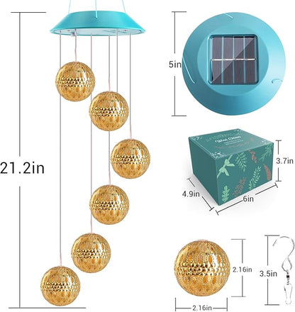 Toodour Solar Wind Chime, Color Changing Moroccan Ball Wind Chimes, LED Decorative Mobile, Gifts for Mom, Waterproof Outdoor Decorative Lights for Garden, Patio, Party, Yard, Window Outdoor Decor