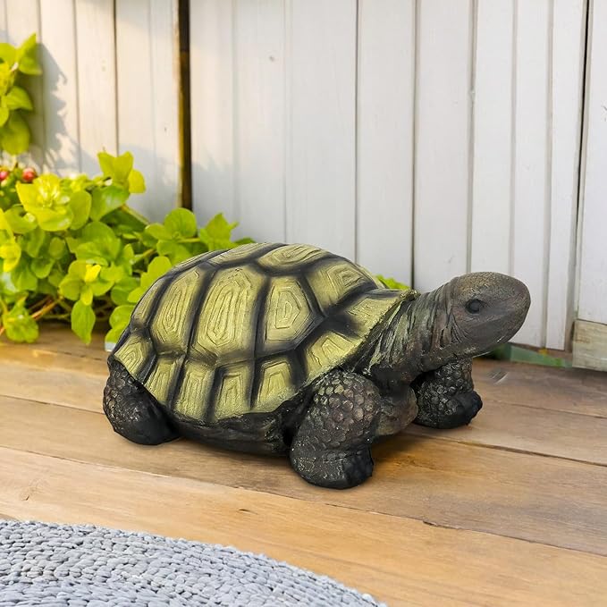 Realistic Turtle Figurine for Garden, Deck, or Indoor Decor – Concrete Tortoise Sculpture with Hand-Painted Shell Detail – Perfect for Landscaping, Pond Areas, or Nature-Themed Home Design