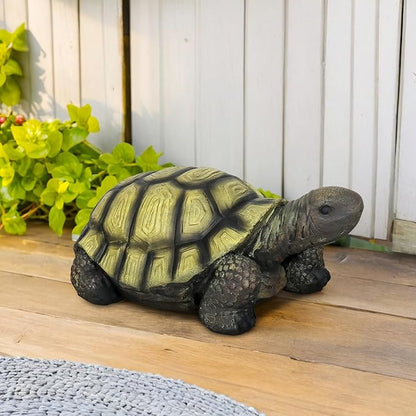 Realistic Turtle Figurine for Garden, Deck, or Indoor Decor – Concrete Tortoise Sculpture with Hand-Painted Shell Detail – Perfect for Landscaping, Pond Areas, or Nature-Themed Home Design