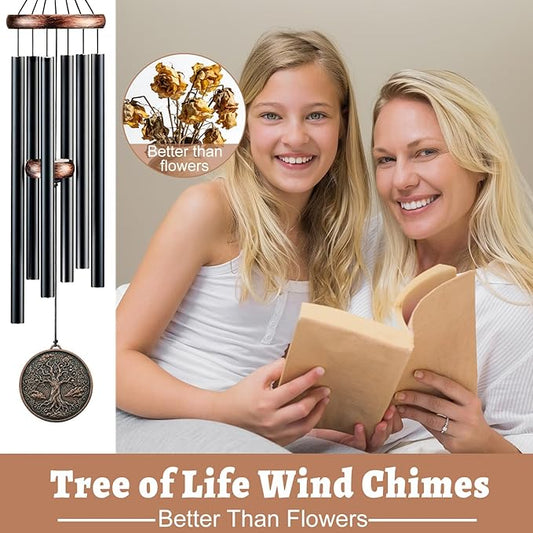 Tree of Life Wind Chimes for Outside - Hamdwerk 32" Deep Tone Wind Chime Outdoor, Mother's Day Christmas Birthday Housewarming Gifts for Mom Grandma, Memorial Sympathy Windchime for Garden Patio Decor