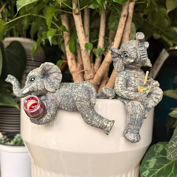 3-piece Fairy Garden Gnome Set, Beer-Drinking Gnome Resin Statue, Outdoor Decorative Item (Gray)