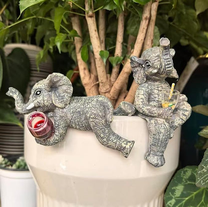 3-piece Fairy Garden Gnome Set, Beer-Drinking Gnome Resin Statue, Outdoor Decorative Item (Gray)