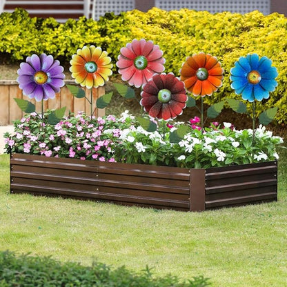 Metal Flower Garden Stakes, 6 Pc. Set,22 inch Outdoor Decor Stakes for Spring Decor, Rust and Weather Resistant Flowers with Shaking Head Yard Art for Outdoor Lawn Patio Pathway Decorations