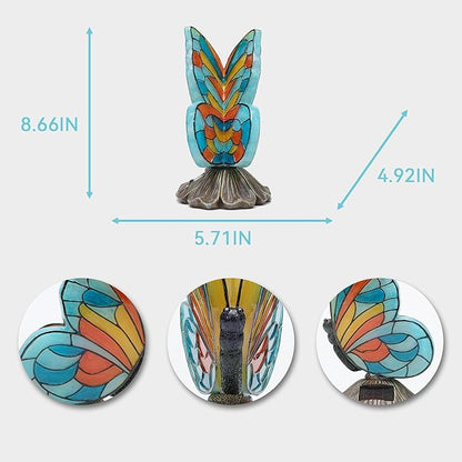 Rezpuao Solar Butterfly Garden Statues,Butterfly Decor for Outdoor,Resin Colorful Butterflies Figurine with Solar Light for Patio,Balcony,Yard,Lawn Ornament,Perfect Garden Gift