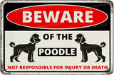 Beware Of The Dog Poodle Sign Aluminum Metal Tin Signs Outdoor Yard Sign Warning Sign For Fence Yard Home Kitchen Farm Garden Wall Decor 8x12 Inch
