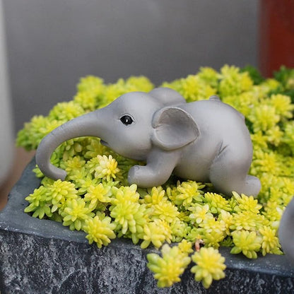 Set of 2 Cute Climbing Elephant Statues Flower Pot Hugger, Resin Hanging Animals Figurine Outdoor Planter Pot Decorations for Home Garden Patio Lawn Yard Ornaments