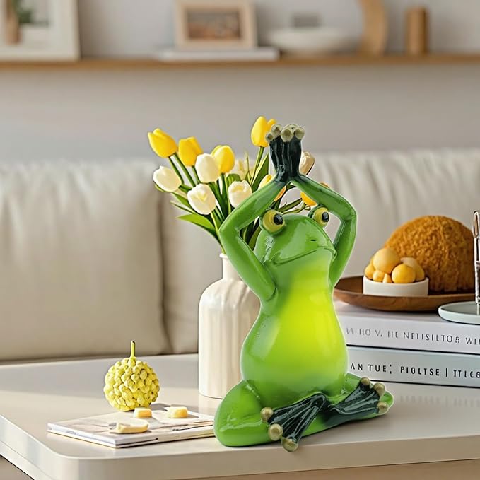 Garden Frog Statues – Funny Outdoor Figurines for Yard, Patio, Lawn, Indoor Decor – Cute Animal Ornaments & Plant Hangers – Birthday for Women (1 Pack - Lotus Pose Frog)