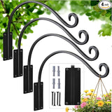Heavy Duty 12 Inch Plant Hangers Bracket Outdoor, 50lbs Weight Capacity-4 Pack Metal Wall Hooks for Hanging Plants, Bird Feeder, Wind Chime, Wall Decor, Plant Hanger Hooks for Hanging Flower Baskets