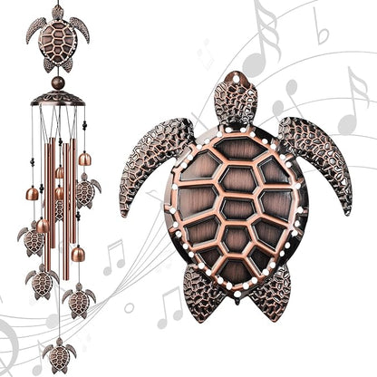 Sea Turtle Wind Chimes for Outside, 35" Decorative Wind Chimes Turtle Gifts for Women, Memorial Wind Chime Outdoors with S Hook for Patio Garden Decor, Birthday Gifts for Mom Grandma