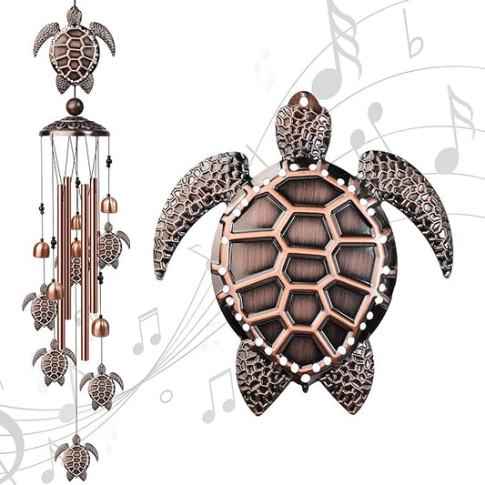 Sea Turtle Wind Chimes for Outside, 35" Decorative Wind Chimes Turtle Gifts for Women, Memorial Wind Chime Outdoors with S Hook for Patio Garden Decor, Birthday Gifts for Mom Grandma