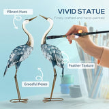 Outsunny Crane Garden Statues, 28.5" & 29" Standing Bird Sculptures, Metal Yard Art Decor for Lawn, Patio, Backyard, Landscape Decoration Set of 2, Blue & White