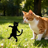 GLOBLELAND 2 Pcs Dancing Cat Garden Stakes for Yard Decor Black Cat Silhouette Metal Stakes Funny Animals Statues Lawn Yard Signs for Cat Lovers Outdoor Party Patio Landscape Decor