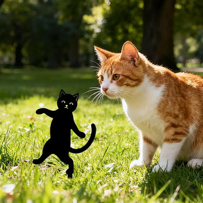 GLOBLELAND 2 Pcs Dancing Cat Garden Stakes for Yard Decor Black Cat Silhouette Metal Stakes Funny Animals Statues Lawn Yard Signs for Cat Lovers Outdoor Party Patio Landscape Decor