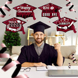 Chunful 12 Pack Graduation Yard Signs Grad Decoration 2026 Happy Graduate Lawn Garden Sign with Stake Congrats Outdoor Plastic Cap Hanging Ornament for Class Pathway Walkway Porch Party(Maroon)