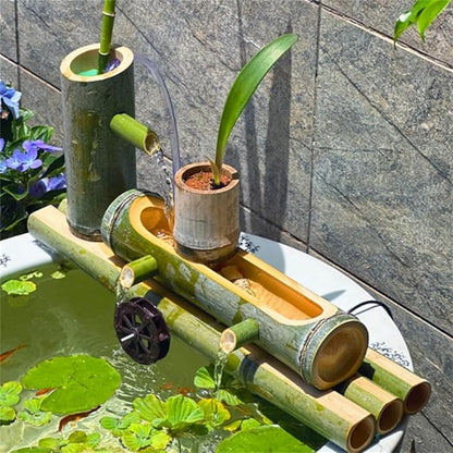 Bamboo Water Fountain with Solar Pump, Outdoor Freestanding Fountains Japan Garden Waterfall Outdoor Water Fountain Spout,Without Tank,25cm,Creativity,