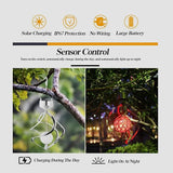 Powstro Solar Hanging Lamp, Wind Sparkling Crystal Ball Color Changing LED Ornament for Lawns and Gardens