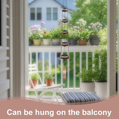 SumDirect Wind Chimes for Outside, Temple Windchimes with 5 Red Copper Bells, Feng Shui Decor for Patio Lawn Garden Home & Outdoor Art (Temples)
