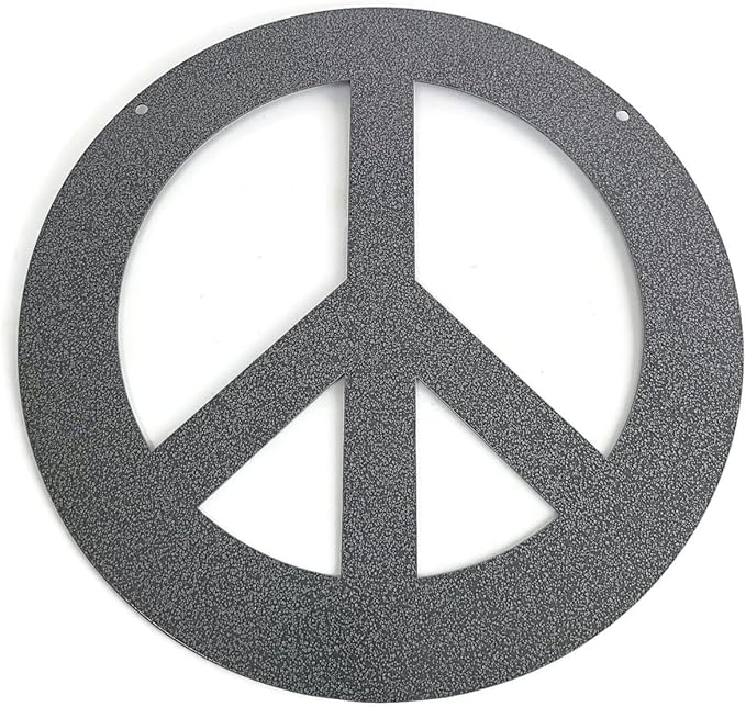 Peace and Heart Staked Signs or Wall Art Rustic or Powder Coated Finishes (Medium Peace Hanger 12", Hammered Dark Gray)