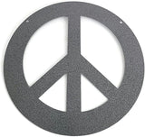 Peace and Heart Staked Signs or Wall Art Rustic or Powder Coated Finishes (Medium Peace Hanger 12", Hammered Dark Gray)
