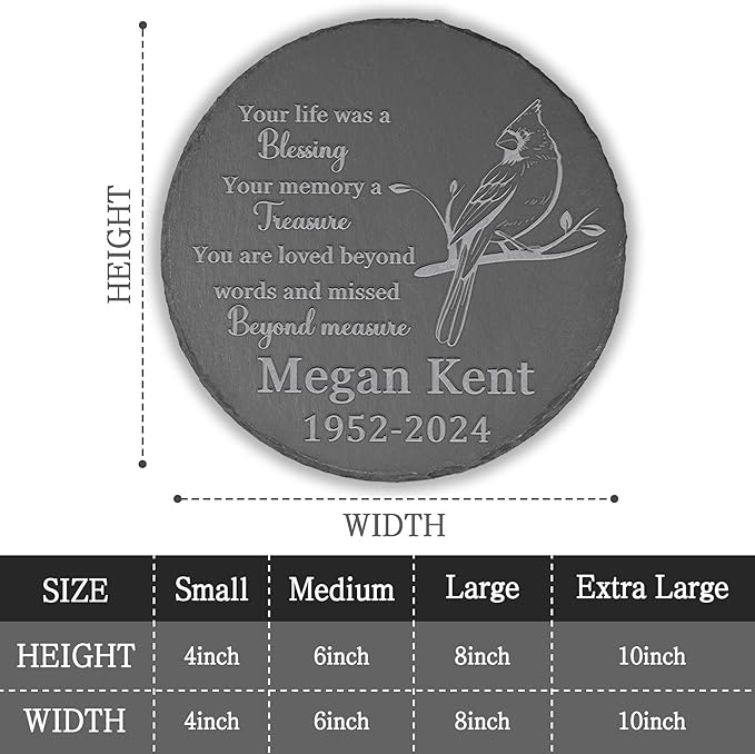Memorial Garden Stone - Personalized Bereavement Gift for Loss of Loved One - Your Life was a Blessing - Round