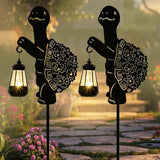 Solar Tortoise Garden Stakes Outdoor Unique Gift Ideas Decor Metal Tortoise Holding Solar Lantern Decorative Outdoor Stakes for Patio, Lawn, Yard and Pathway