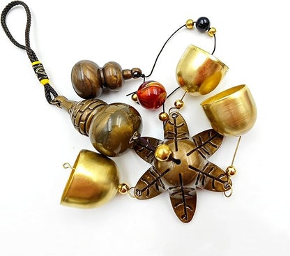Metal Gourd Lucky Wind Bell for Good Luck Wealth and Safe， Window/Door/Home Pendant Wind Chime Chinese Feng Shui Bell(Meaning Good Fortune and Good Fortune)