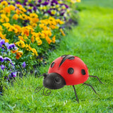 Tofficu Simulation Ladybug Ornaments 9.05 Inch Outdoor Garden Decor Metal Lawn Sculpture Cute Animal Patio Tabletop Accent for Yard Decoration