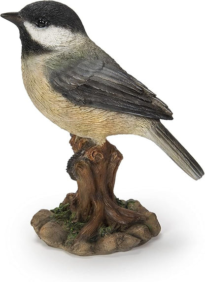 Hi-Line Gift Various Bird on Stump Statues (Chickadee), Multi Colors