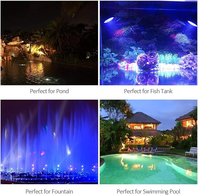 Pond Lights LED Underwater, Waterproof Fountain Lights LED Submersible Spotlight Color Changing Landscape Lights with Remote, 36 LED Bulbs Underwater Lights Adjustable