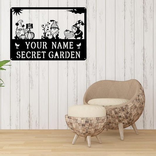 Decorative Signage, Customize Metal Garden Signs Outdoor Decor, Personalized Family Name Sign for Mom Grandma, Rustic Wall Art