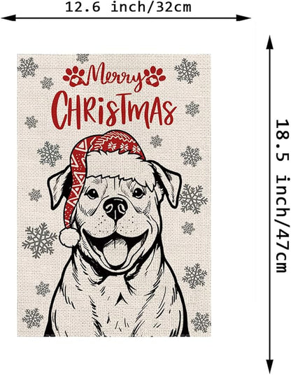 Seasonal Garden Flags Sets - Pitbull Decortions Dog Flags Double Sided Flags Set of 11 Holiday Farmhouse Indoor Outdoor Yard Lawn Christmas Gifts Decor 12.5x18 Inch