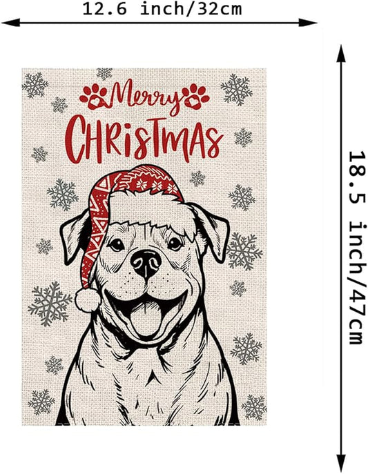 Seasonal Garden Flags Sets - Pitbull Decortions Dog Flags Double Sided Flags Set of 11 Holiday Farmhouse Indoor Outdoor Yard Lawn Christmas Gifts Decor 12.5x18 Inch