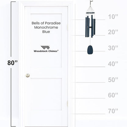 Woodstock Chimes Bells of Paradise Medium 32" Blue Outdoor Memorial Gift, Wind Chimes for Backyard, Porch, Garden Patio Décor, Deep Tone Windchime BPMBL