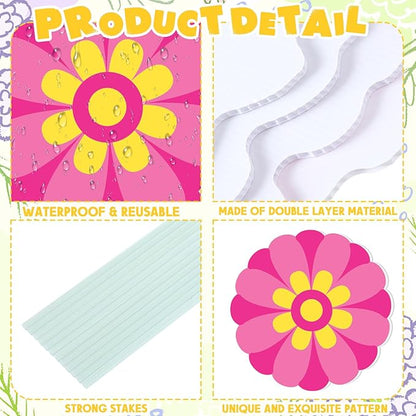 Amyhill 12 Pcs Spring Flower Yard Signs Decoration for Outdoor Floral Garden Lawn Signs with Stakes Waterproof Hello Spring Decor for Easter Festive Holiday Party Patio Lawn Walkway Decorations