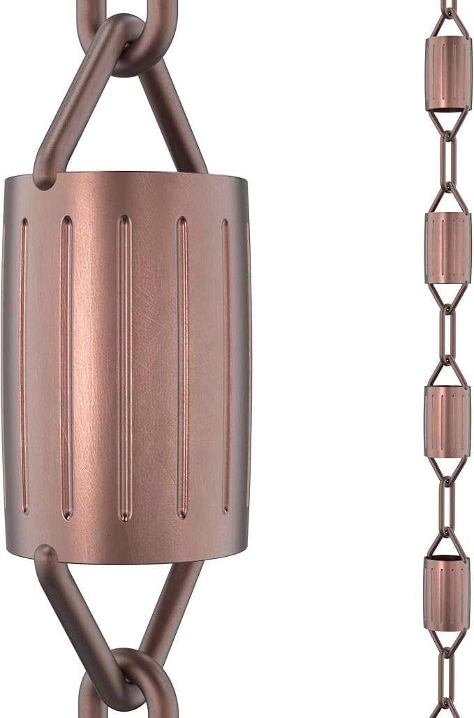 Rain Chains Direct - Scallop Rain Chain - 8.5 FT - Pure Solid Copper - Premium Rain Chains for Gutters