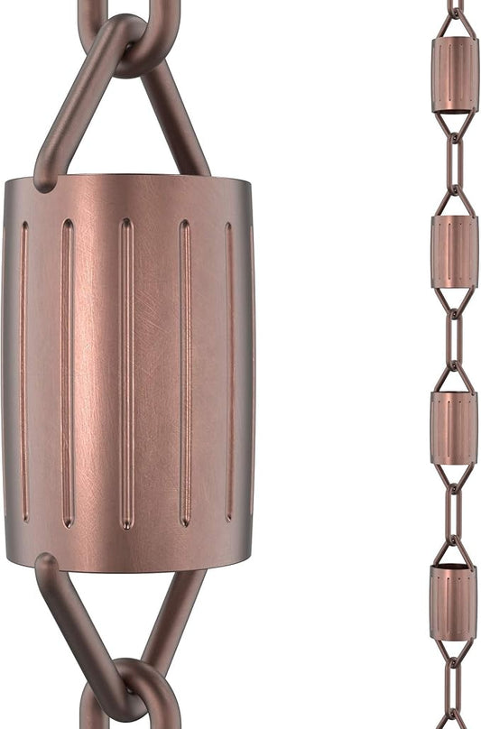 Rain Chains Direct - Scallop Rain Chain - 8.5 FT - Pure Solid Copper - Premium Rain Chains for Gutters