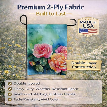 Caroline's Treasures New York Roses in Watercolor Garden Flag Mailbox Flag Decorative Yard Flag Banner Outside Patio Artwork Yard Flower Beds, Garden Size, Multicolor