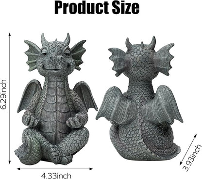 UTTCMK Garden Dragon Statue Decor - Meditation Dragon Sculpture Figurine Outdoor Decoration, Zen Yoga Garden Art Sculpture for Patio Lawn Yard Balcony Indoor Decor(Hands Flat)