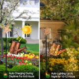Gifts for Mom, Hummingbird Solar Lantern Outdoor Waterproof, Outside Metal Watering can Landscape Lights for Garden Yard Patio Pathway Decor Birthday Gifts for Women Grandma -with Pole