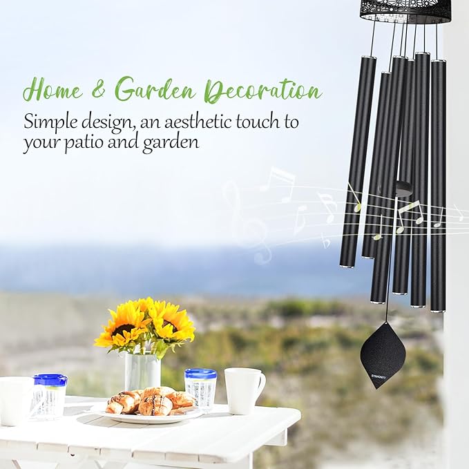 Large Wind Chimes for Outside Deep Tone,50" WindChimes Outdoors Unique Clearance Memorial Sympathy Wind Chimes for Loved one Mom Dad,House Warming Gifts New Home graden Decor (Black)