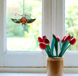 Bat Decor Stained Glass Window Hanging Suncatcher for Window,Halloween Bat Decoration 6.9 inch