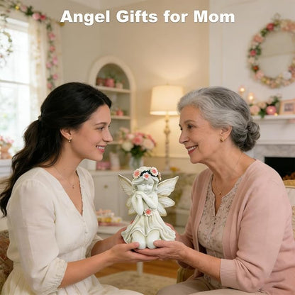 VEEKI Solar Angel Garden Statue Outdoor, Praying Angel Statues Solar Figurine Lights Outdoor Waterproof, Resin Angel Sculpture for Garden Yard Lawn Grave Cemetery Decor, Gift for Mom Grandma Women