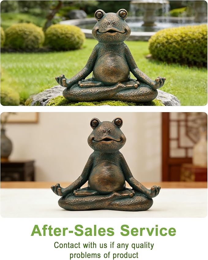 Nacome Meditating Frog Miniature Figurine,Zen Yoga Frog Garden Statue Ornament- Indoor/Outdoor Garden Sculpture for Fairy Garden,Home, Patio,Deck,Porch Yard Art Decoration,5 inch(Copper)Christmas Gift