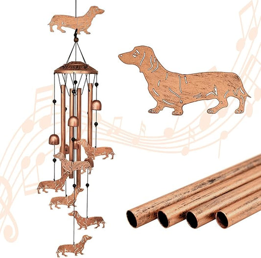 GDNSFIT Dachshund Dog Wind Chimes for Outside,Metal Windchimes,Dachshund Dog Gifts for Women/Men,Wind Chime Garden Decor Outdoor,Memorial/Housewarming/Birthday/Festival Gifts,Front Yard Decor