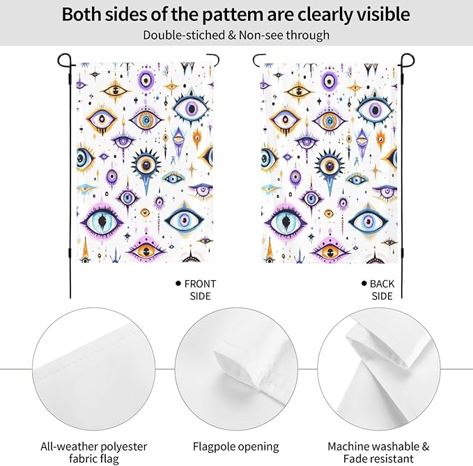 Evil Eyes Garden Flags 12×18 Inch Funny Double Sided Decorative Yard Banner Seasonal Flag for Outdoor Outside Decor