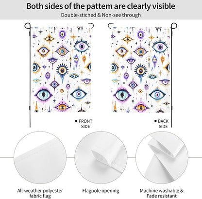 Evil Eyes Garden Flags 12×18 Inch Funny Double Sided Decorative Yard Banner Seasonal Flag for Outdoor Outside Decor
