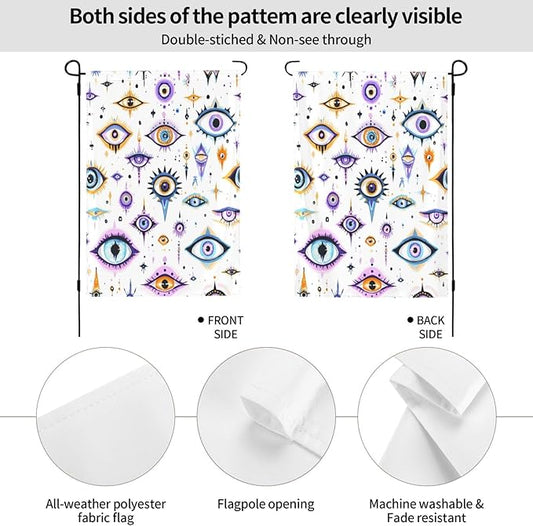 Evil Eyes Garden Flags 12×18 Inch Funny Double Sided Decorative Yard Banner Seasonal Flag for Outdoor Outside Decor