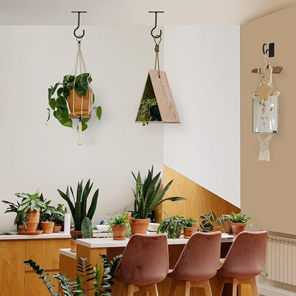 Ceiling Hooks for Hanging Plants 6pack 2.5inch Wall Mount Plant Hooks Meatl Plant Hanger Indoor for Hanging Lanterns, Bird Feeder, Flower Basket, Home Decor Indoor & Outdoor