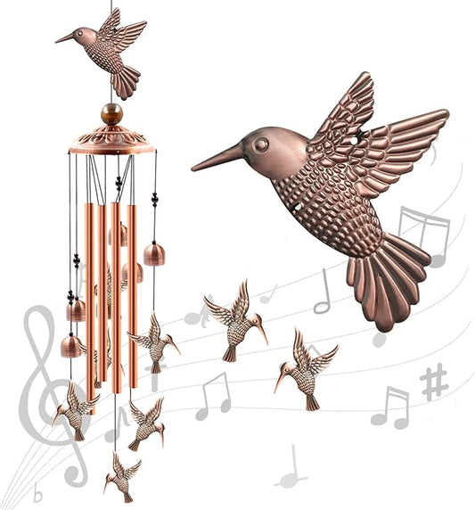 Wind Chimes Outdoor Clearance, Ukulork Aluminum Tube Windchime with S Hook,Patio Garden Decor, Housewarming Gift. (Hummingbird)