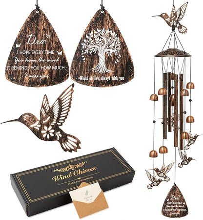 Hummingbird Wind Chimes for Outside,Metal Windchimes,Hummingbird Gifts for Women/Men, Hostess Gift for Family Friends, Home Decor